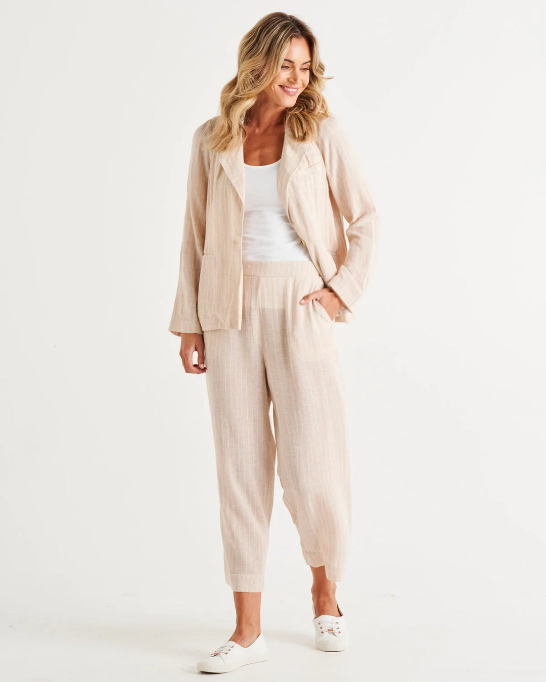 Betty Basics | Parker Pant - Natural Stripe | Shut the Front Door