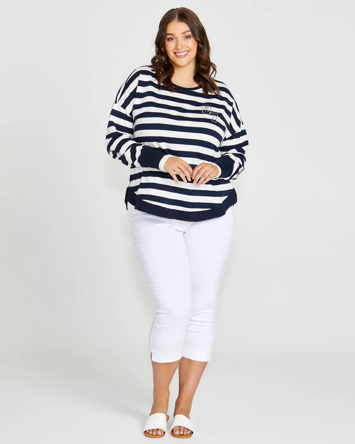 Betty Basics | Lucy French Terry Sweat - Nautical Stripe | Shut the Front Door