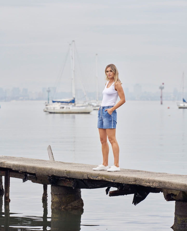 Betty Basics | Bonnie Bermuda Denim - Blue Denim | Shut the Front Door