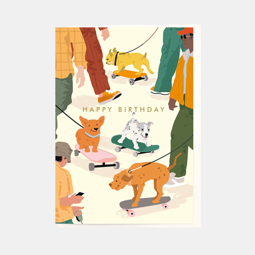 Noi | Card Birthday Dogs Skateboarding | Shut the Front Door