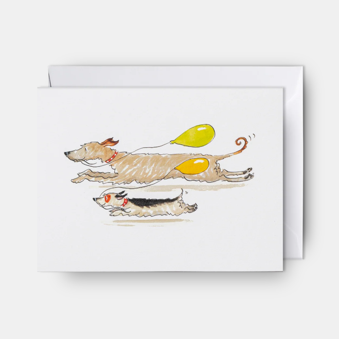 Lagom | Card Blank Running With Balloons Mini | Shut the Front Door