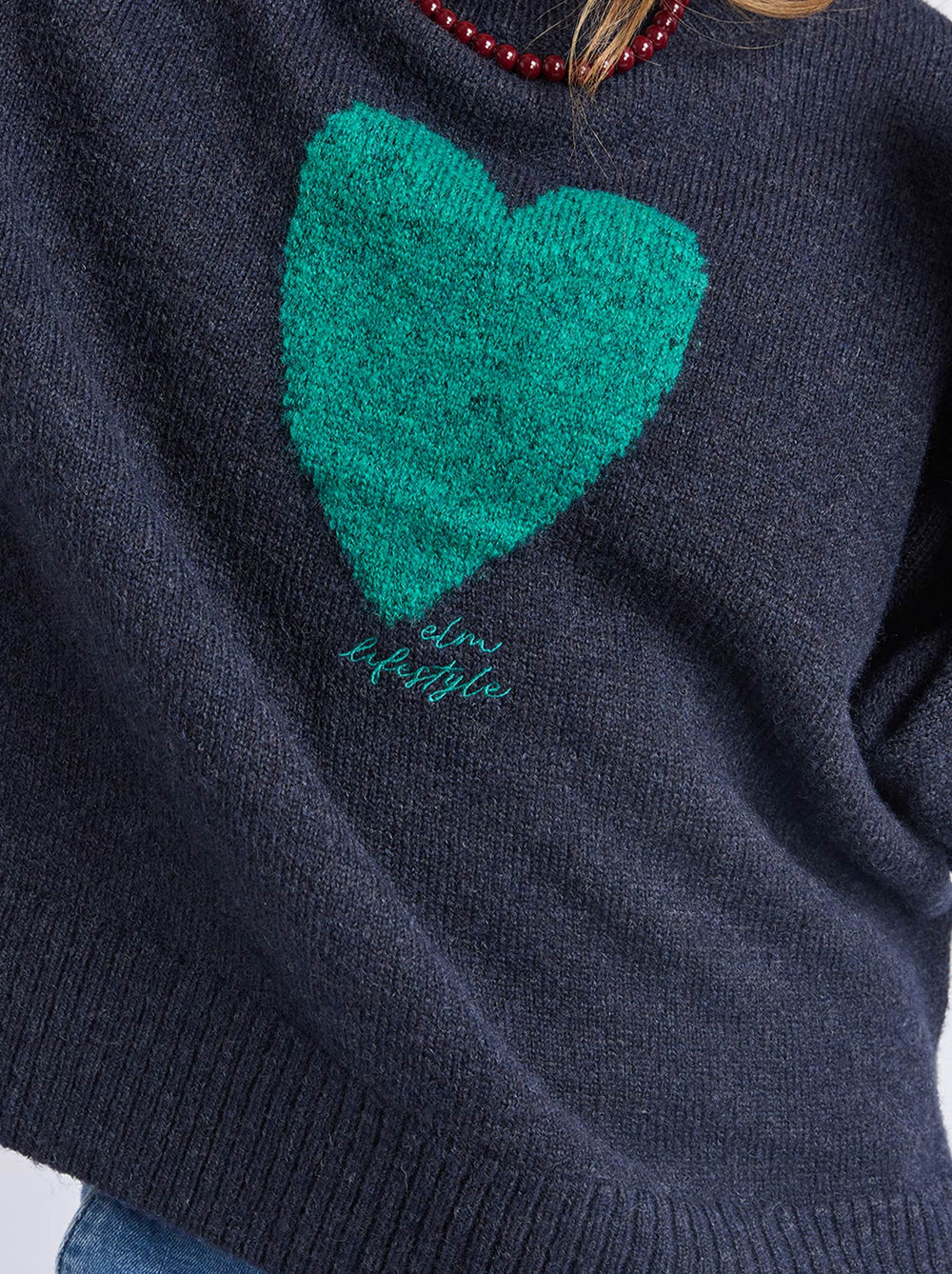 Elm Knitwear | Intersia Heart Knit - Navy | Shut the Front Door