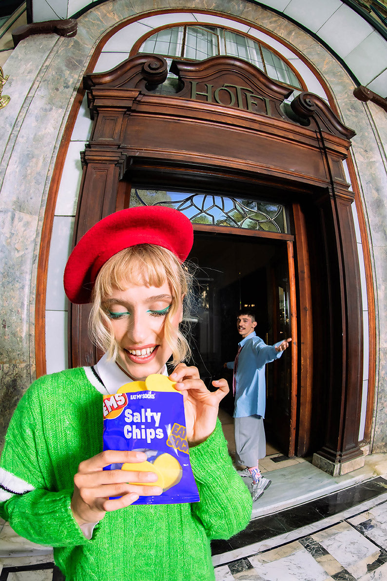 Eat My Socks | Socks Salty Chips Blue | Shut the Front Door