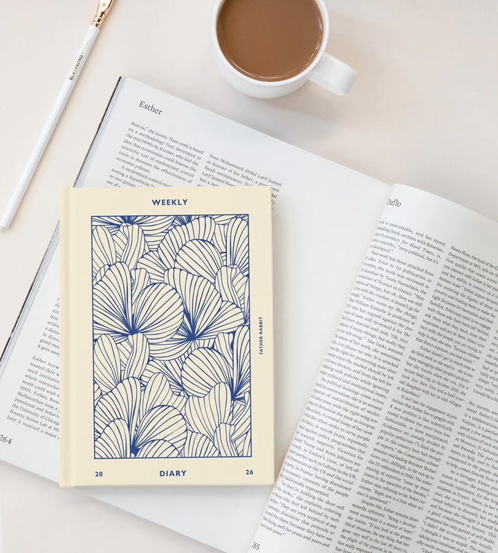 Father Rabbit 2026 Weekly Diary - Prussian Blue Floral