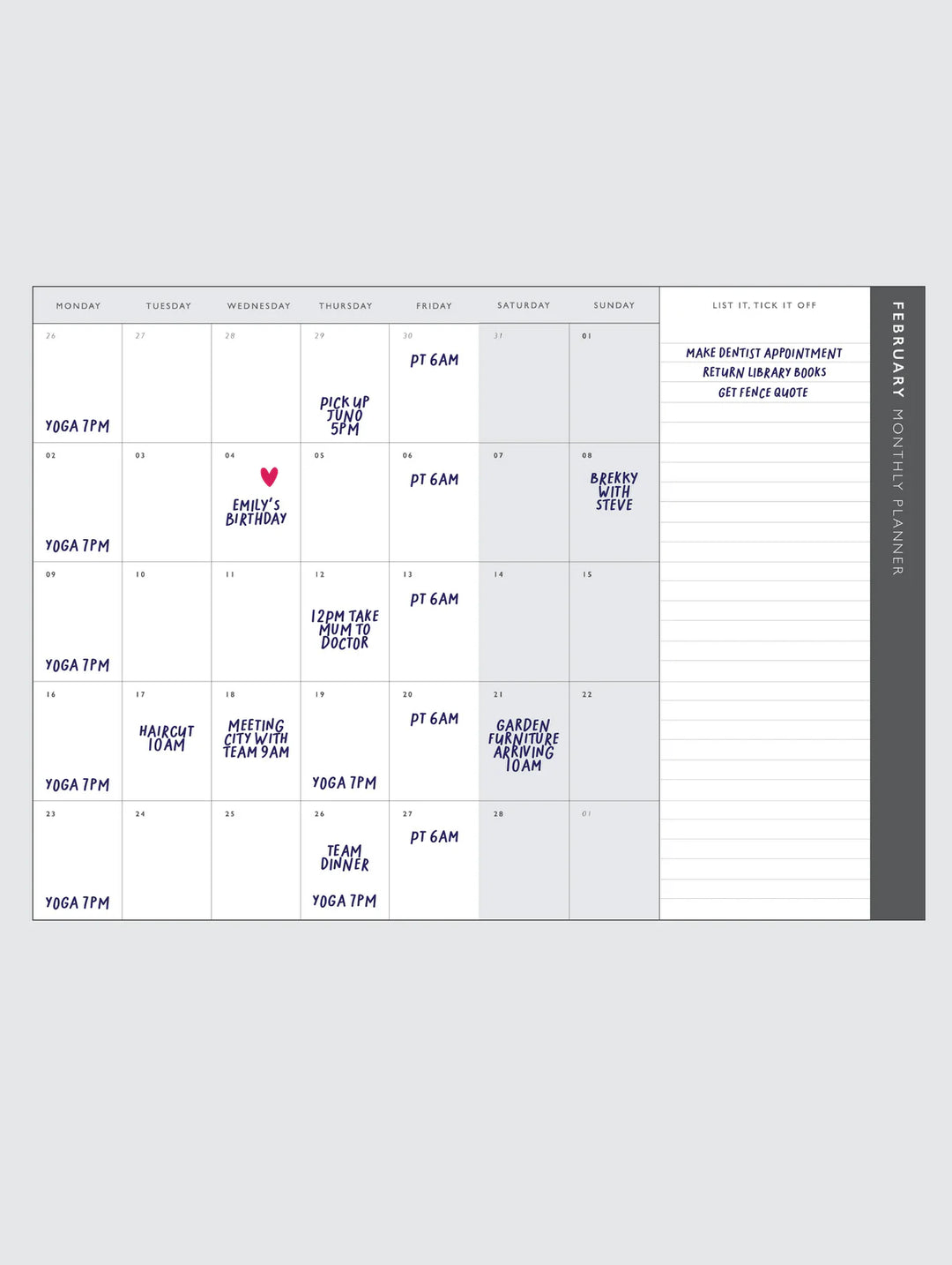 2026 Weekly Planner - Sky