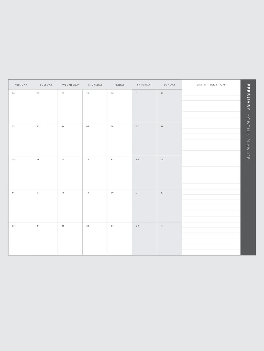 2026 Weekly Planner - Dusk