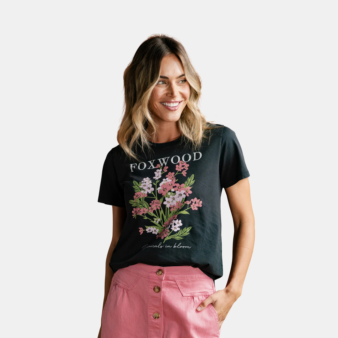 Foxwood | Flowers Tee - Washed Black | Shut the Front Door
