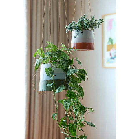 Collectors Hanging Pot Blue & Green 12.5cm
