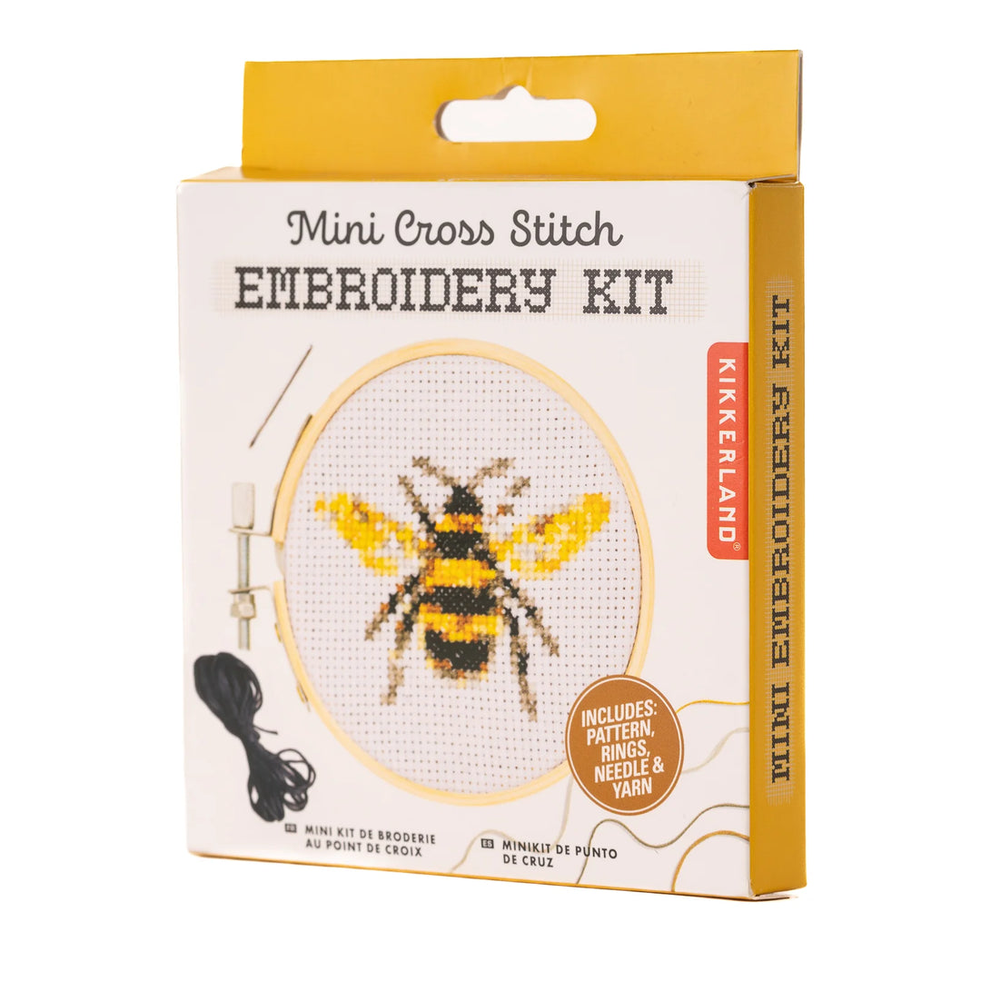 Kikkerland | Mini Cross Stitch Kit - Bee | Shut the Front Door