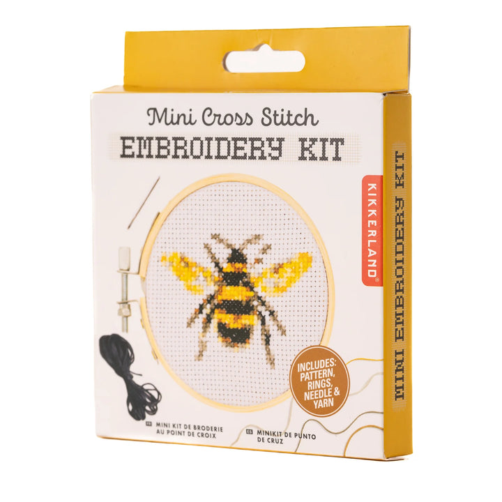Kikkerland | Mini Cross Stitch Kit - Bee | Shut the Front Door