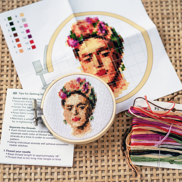 Kikkerland | Mini Cross Stitch Kit - Frida | Shut the Front Door