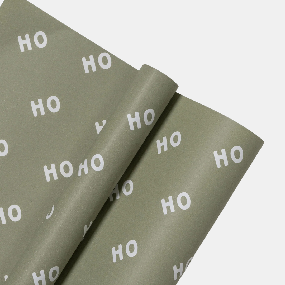 Gift Wrap Roll 3m - Ho Ho Ho - Pine Green