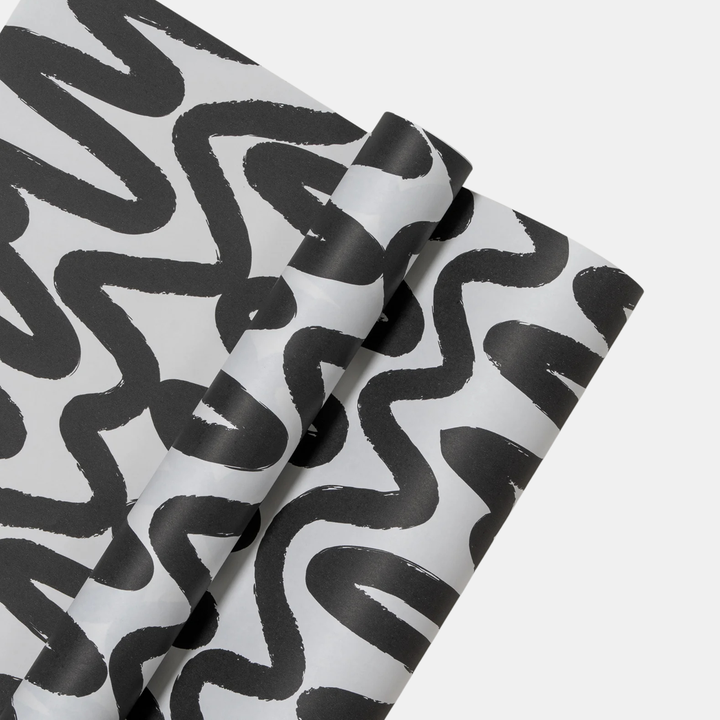 Made Paper | Gift Wrap Roll 3m - Squiggle - Black/White | Shut the Front Door