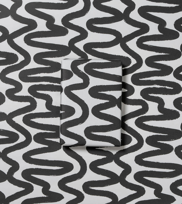 Made Paper | Gift Wrap Roll 3m - Squiggle - Black/White | Shut the Front Door