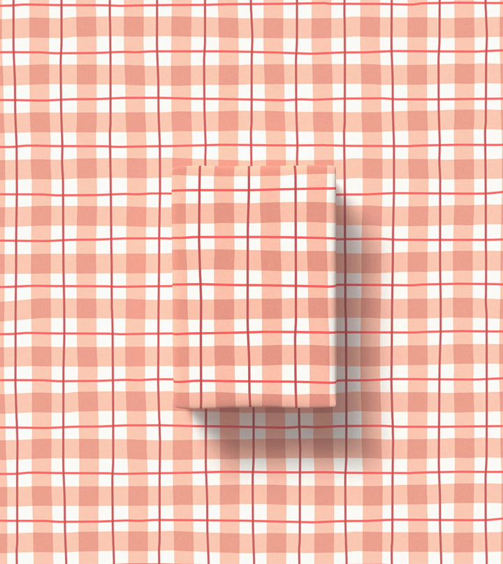Made Paper | Gift Wrap Roll - Tartan 3m - Tan/Red | Shut the Front Door