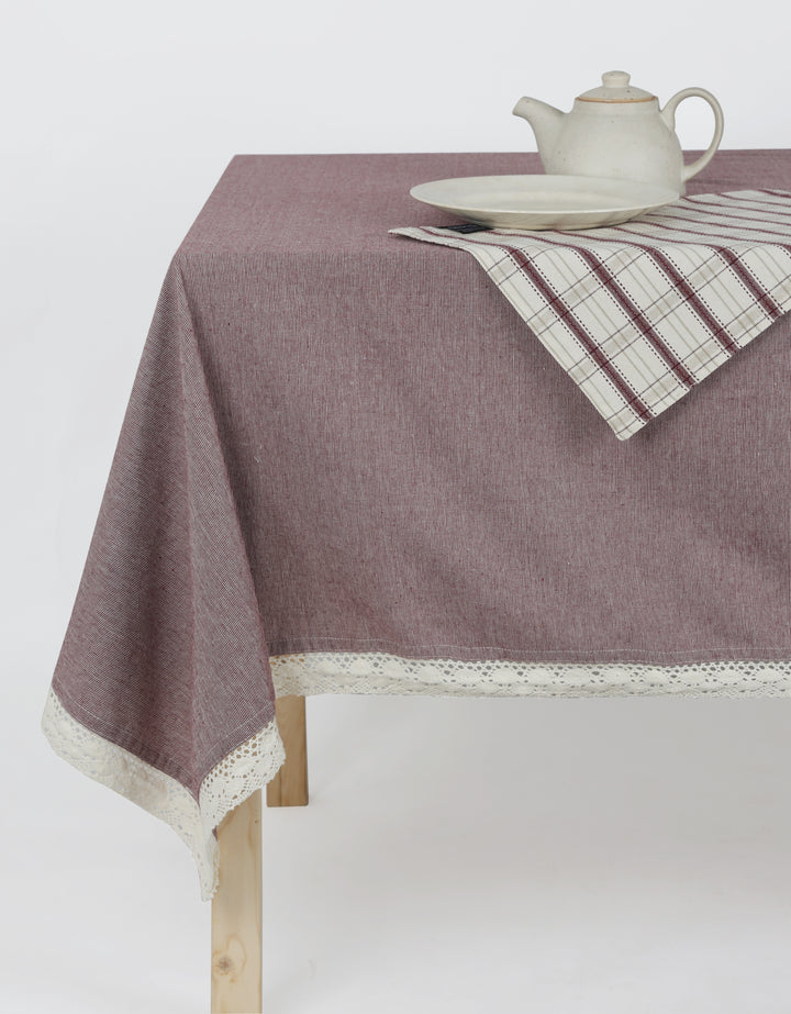 Raine & Humble | Berry Thin Stripe Tablecloth - Red | Shut the Front Door