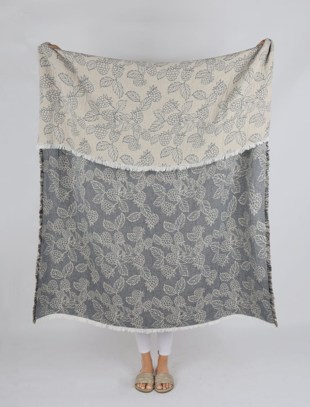 Raine & Humble | Berry Jacquard Throw - Blue | Shut the Front Door