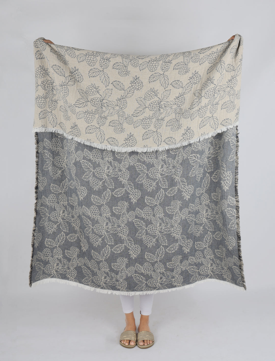 Raine & Humble | Berry Jacquard Throw - Blue | Shut the Front Door