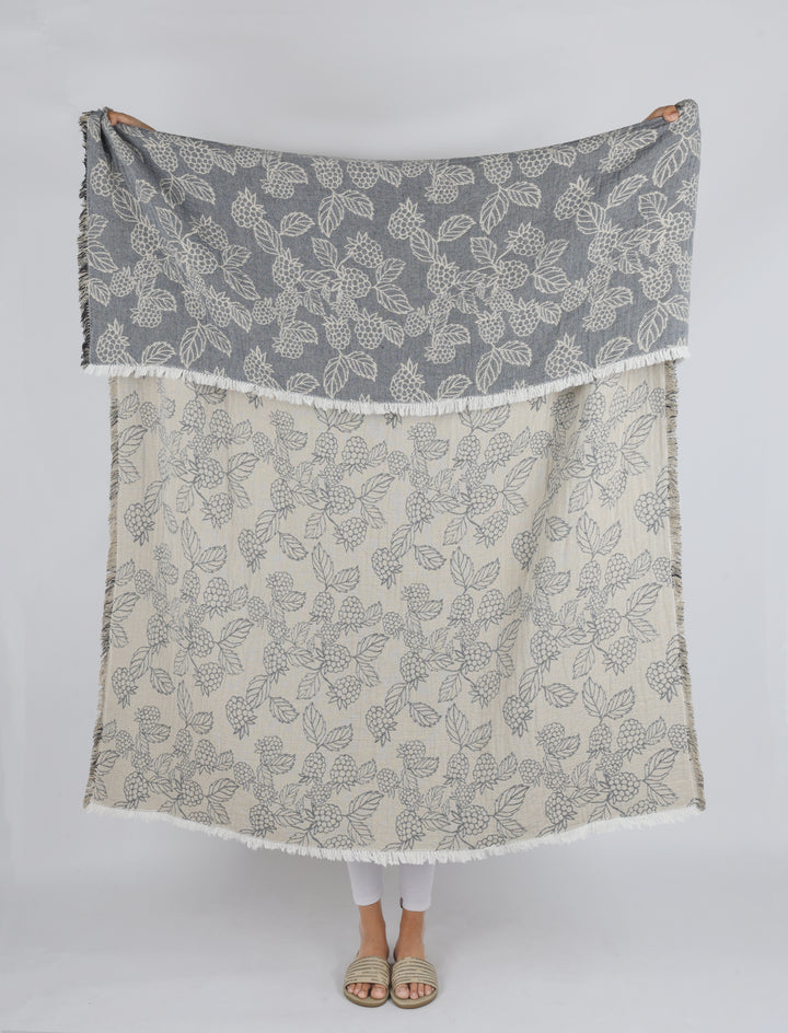 Raine & Humble | Berry Jacquard Throw - Blue | Shut the Front Door