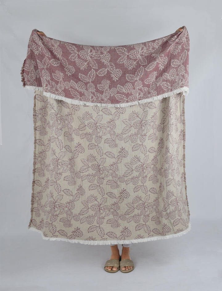 Raine & Humble | Berry Jacquard Throw - Red | Shut the Front Door