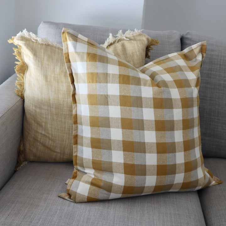 Raine & Humble | Double Check Cushion - Yellow Sunset | Shut the Front Door