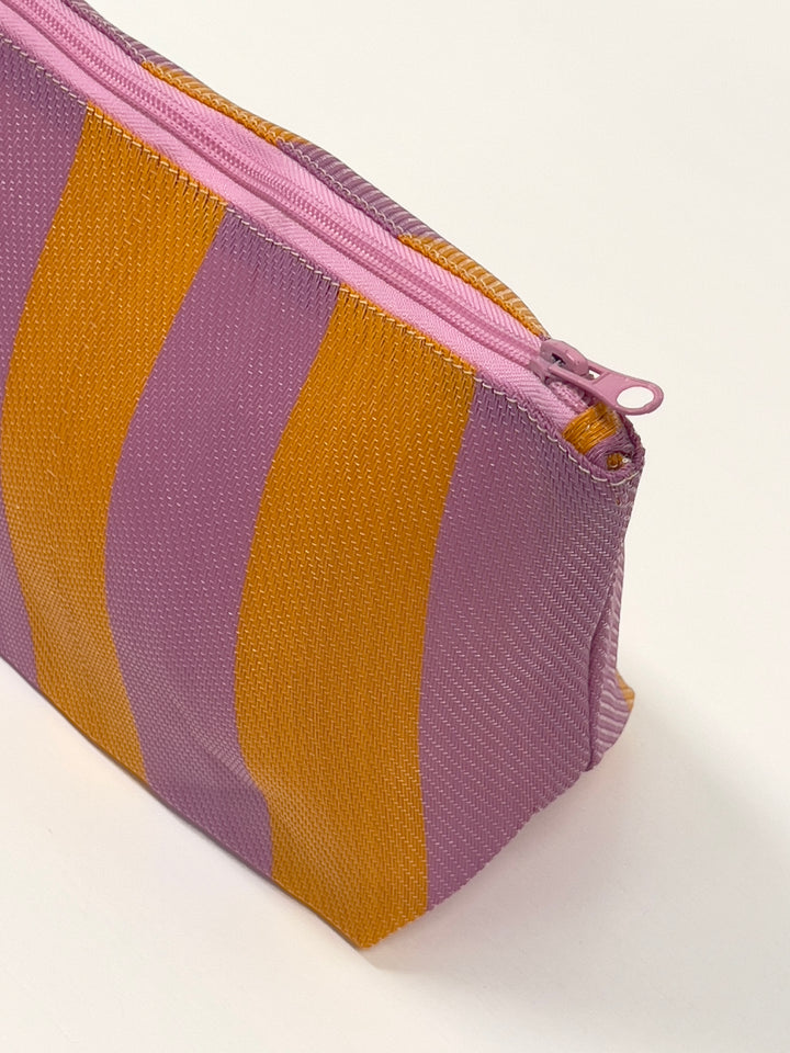 Recycled Nylon Pouch - Peony/Marigold Stripe