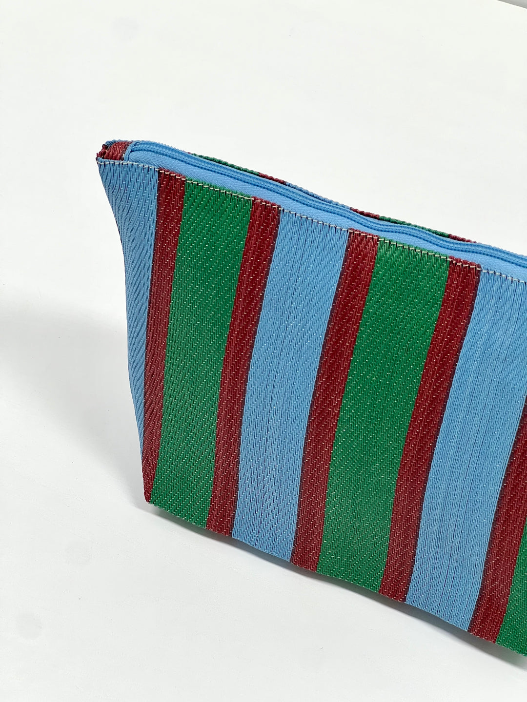 Recycled Nylon Pouch - Cypress/Rust Stripe