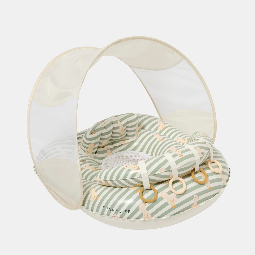 Sunnylife | Interactive Baby Float - Duck Sage Stripe | Shut the Front Door