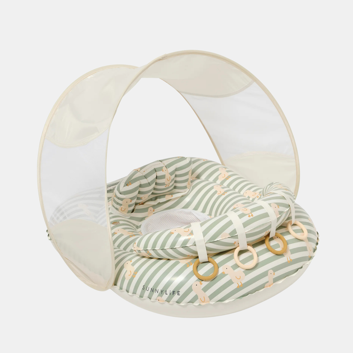 Sunnylife | Interactive Baby Float - Duck Sage Stripe | Shut the Front Door