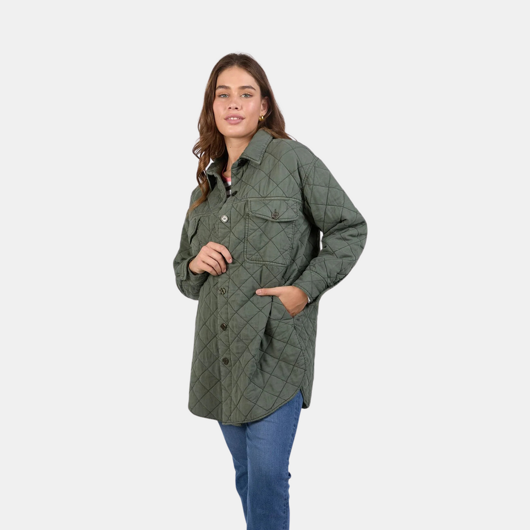 Elm Knitwear | Katie Quilted Shacket - Basil | Shut the Front Door
