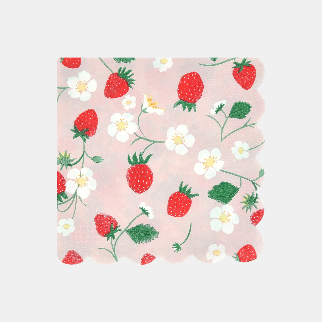 Meri Meri | Strawberry Pattern Napkins - Small | Shut the Front Door