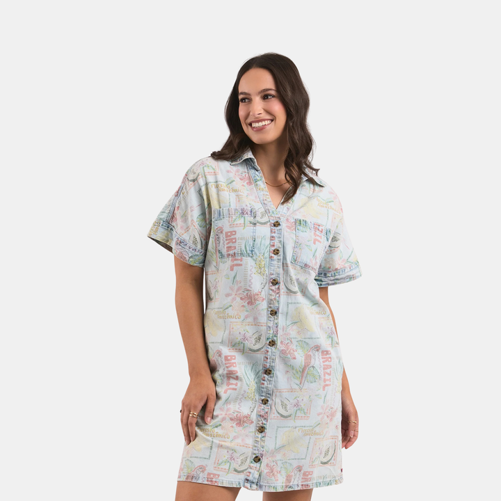 Elm Knitwear | Jade Denim Dress - Print | Shut the Front Door