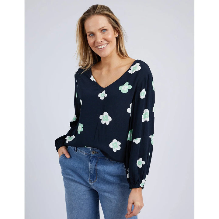 Elm Knitwear | Juno Floral Top - Navy | Shut the Front Door