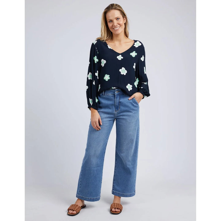 Elm Knitwear | Juno Floral Top - Navy | Shut the Front Door