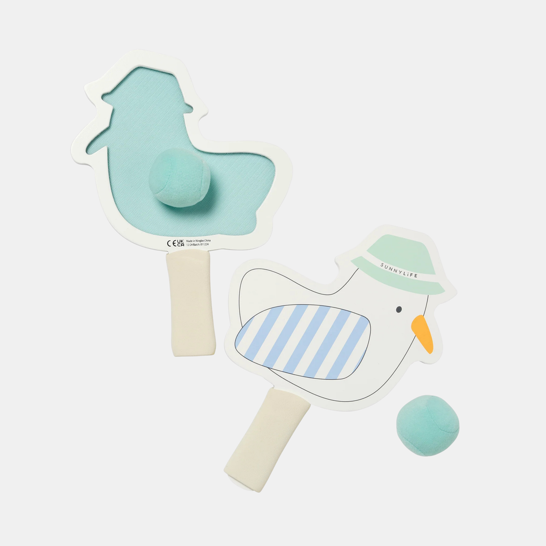 Sunnylife | Kids Velcro Beach Bats - Sammy The Seagull Blue Stripe | Shut the Front Door