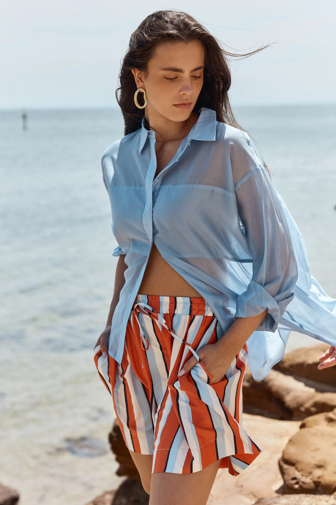 Val  Oversized Shirt - Pale Blue