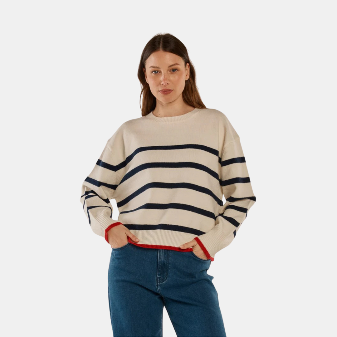 Betty Basics | Leonie Knit Sweater - Navy/Off White Stripe | Shut the Front Door