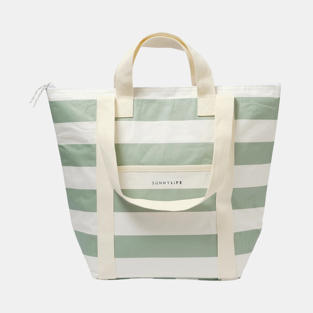 Sunnylife | Light Cooler Tote - La Palma Sage Stripe | Shut the Front Door