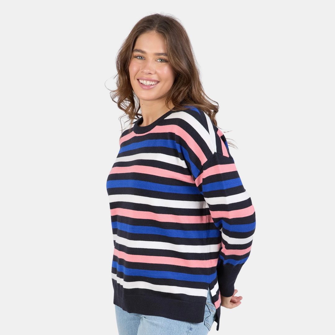 Elm Knitwear | Logan Stripe Knit - Navy | Shut the Front Door