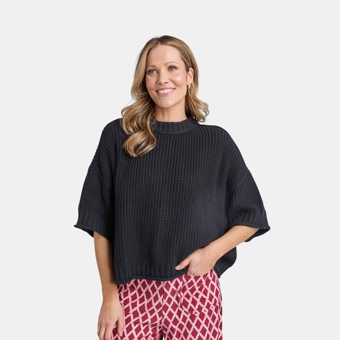 Elm Knitwear | Luela Short Sleeve Knit - Black | Shut the Front Door