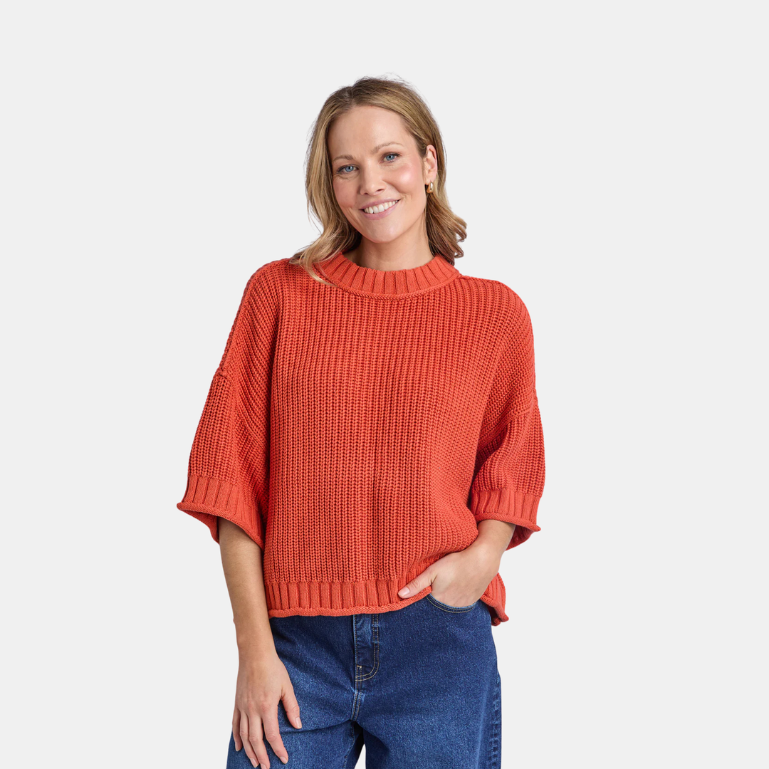 Elm Knitwear | Luela Short Sleeve Knit - Orange | Shut the Front Door