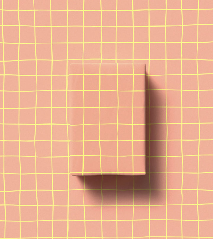 Made Paper | Gift Wrap Roll 3m - Criss Cross - Peach/Lemon | Shut the Front Door