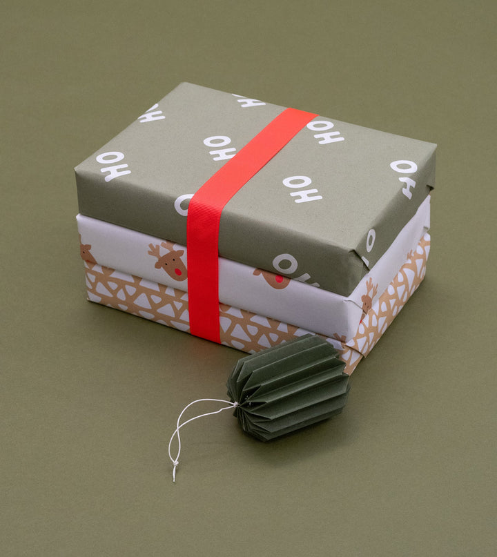 Gift Wrap Roll 3m - Ho Ho Ho - Pine Green