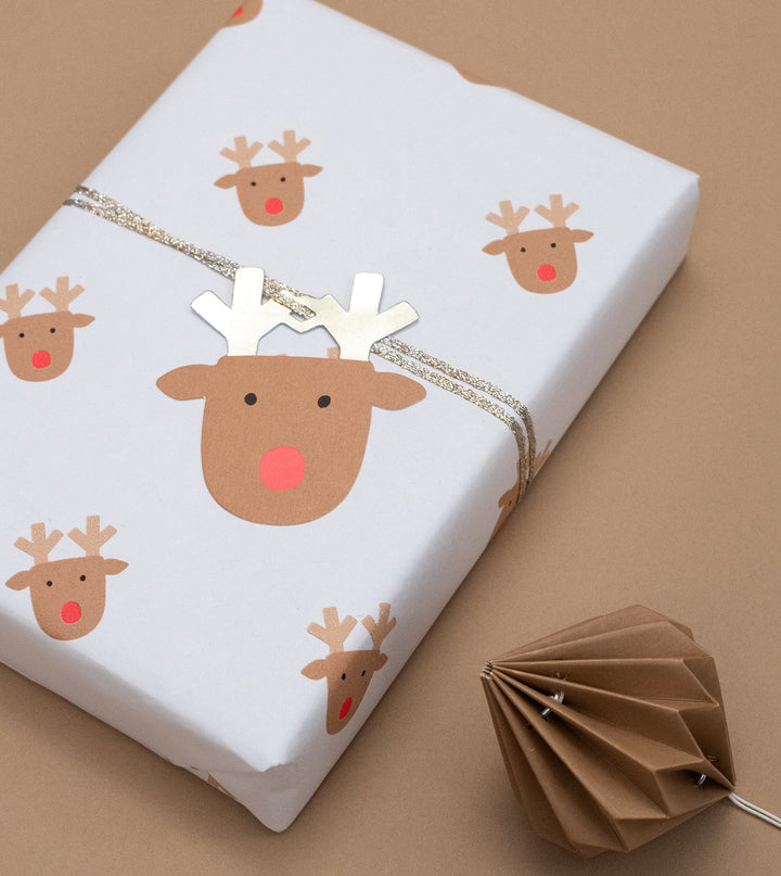 Gift Wrap Roll - Rudolph 3m - Toffee