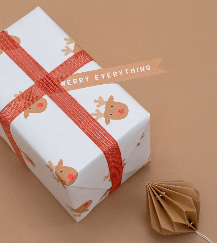 Gift Wrap Roll - Rudolph 3m - Toffee
