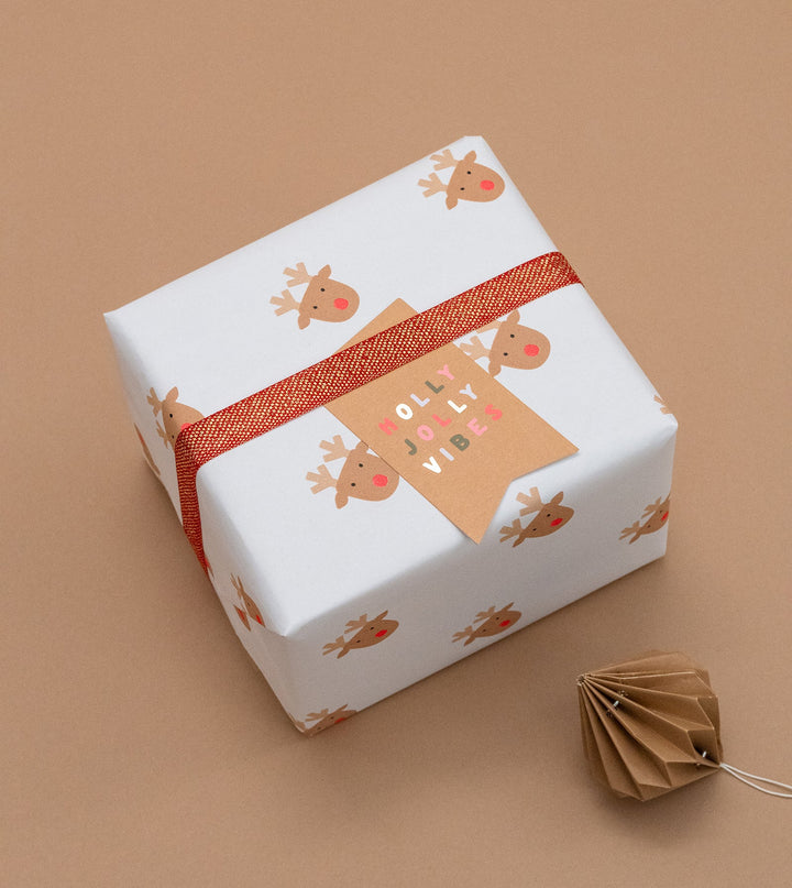 Gift Wrap Roll - Rudolph 3m - Toffee