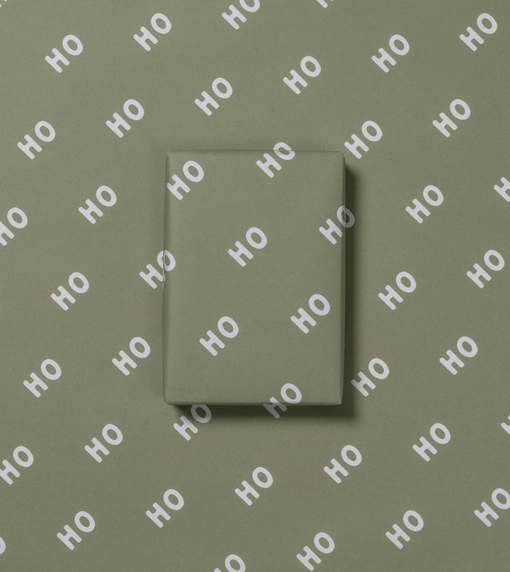 Gift Wrap Roll 3m - Ho Ho Ho - Pine Green