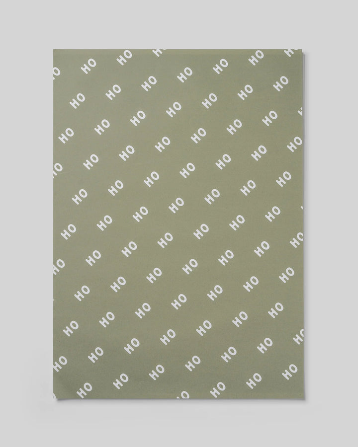 Gift Wrap Roll 3m - Ho Ho Ho - Pine Green