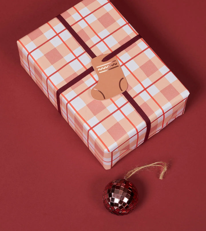 Made Paper | Gift Wrap Roll - Tartan 3m - Tan/Red | Shut the Front Door