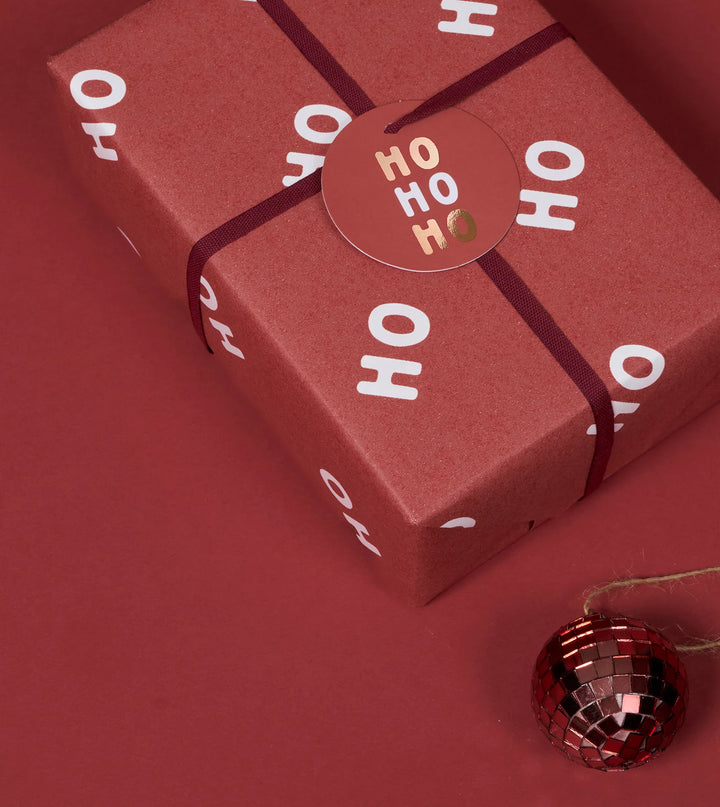 Gift Wrap Roll 3m - Ho Ho Ho - Mulled Wine